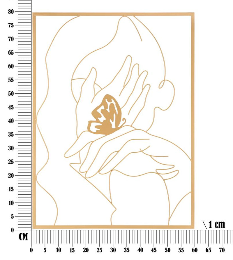 Decoratiune de Perete Mauro Ferretti Hands On Face  60X1X80 cm, Auriu