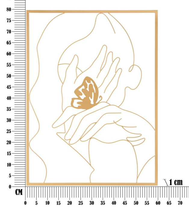 Decoratiune de Perete Mauro Ferretti Hands On Face  60X1X80 cm, Auriu
