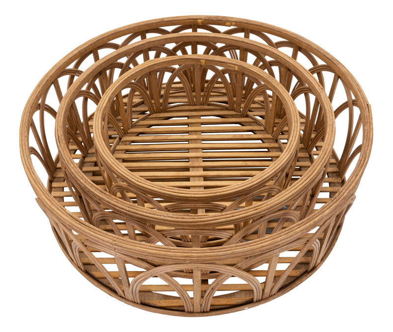 Set Cosuri decorative Fuji, Set 3 Piese,  Ø 50X16-40X14-30X12 cm, Maro