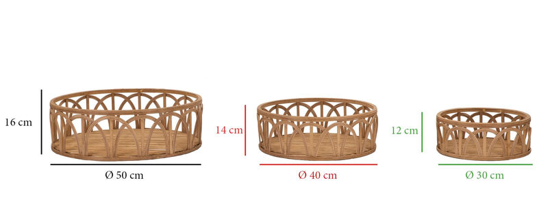 Set Cosuri decorative Fuji, Set 3 Piese,  Ø 50X16-40X14-30X12 cm, Maro