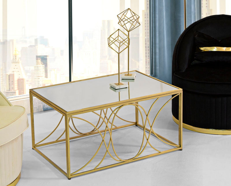 Masuta Cafea Mauro Ferretti Exy 90X60X45 cm, Auriu/Argintiu