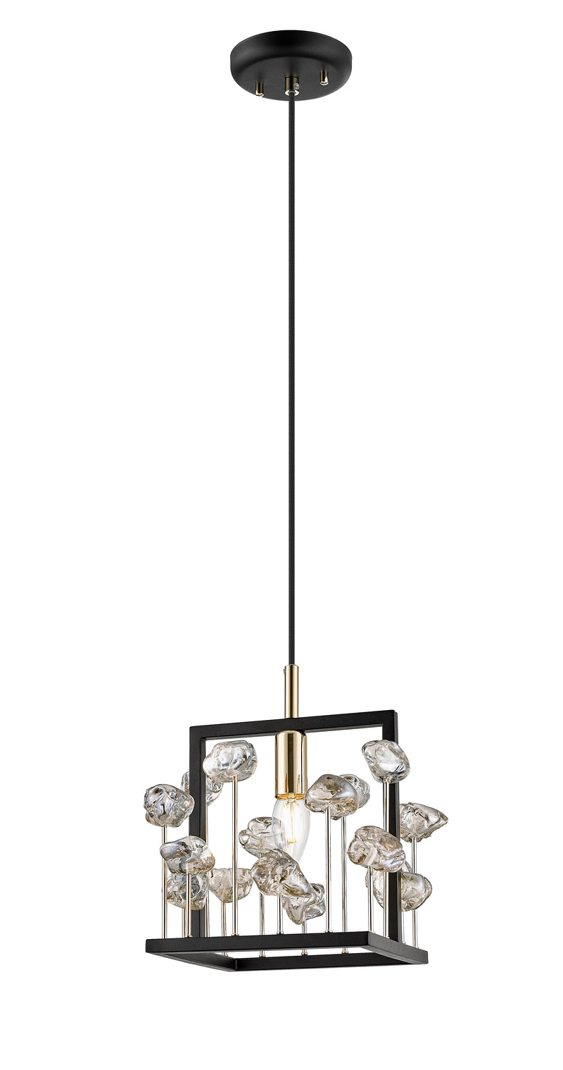 Lustra Zuma Line 1xE14 Negru Mat / Auriu / Transparent