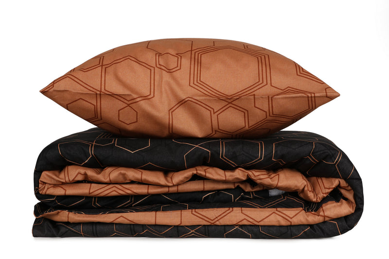 Set Lenjerie de Pat Dublu, 100% Bumbac Ranforce, 4 Piese, Dawn - Cupru