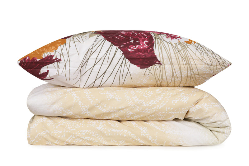 Set Lenjerie de Pat Single, 100% Bumbac Ranforce, 3 Piese, Pasare Cantatoare  - Maro