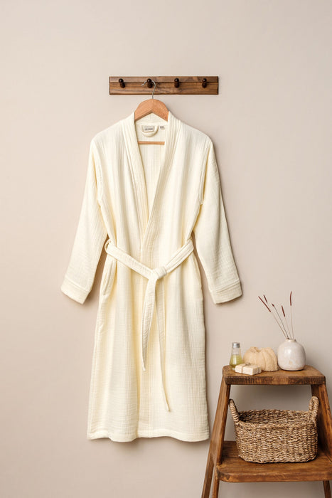 Halat Baie Unisex Asi Home Kimono - Ecru