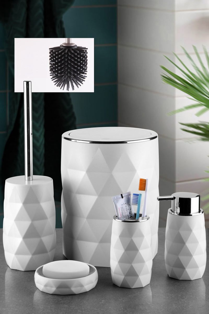 Set Accesorii Baie  (5 Bucati) Asi Home Kar - Alb