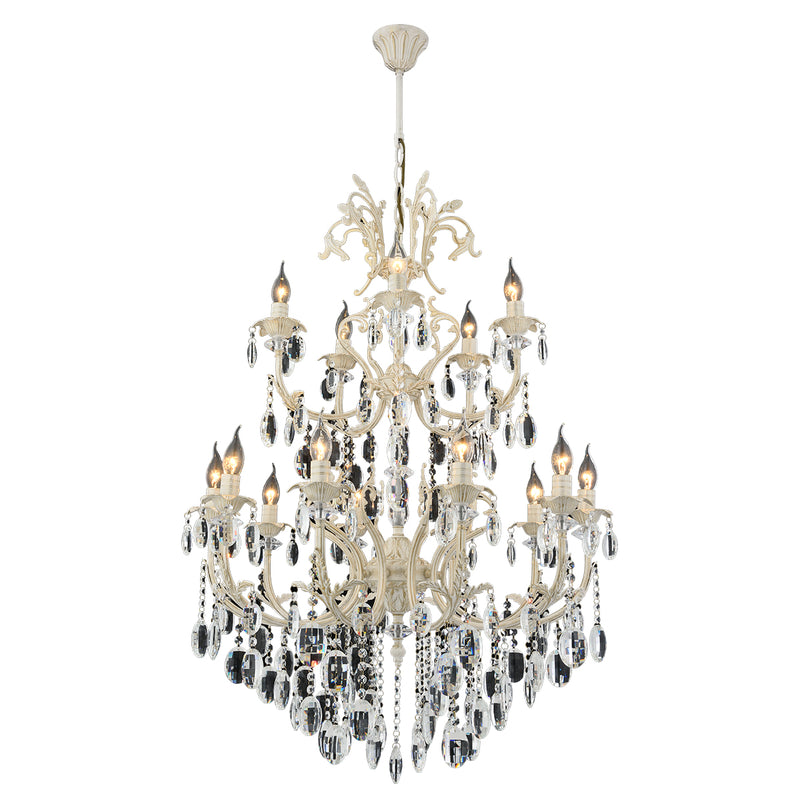Lustra Cristal Havuzlu Asi Home , 15 brate, 15xE14-40W, crem patina aurie 4043-45-15