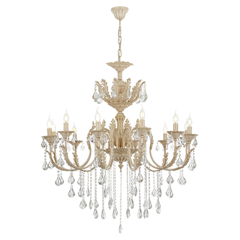 Lustra Cristal Ernesto Asi Home , 12 brate, 12xE14-40W, crem patina aurie 8910-45-12