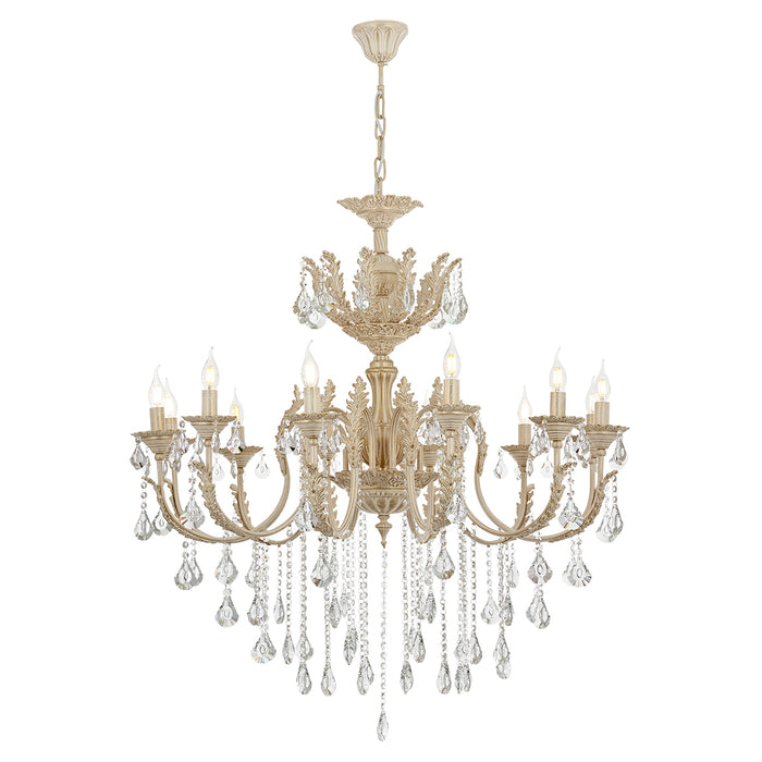 Lustra Cristal Ernesto Asi Home , 12 brate, 12xE14-40W, crem patina aurie 8910-45-12