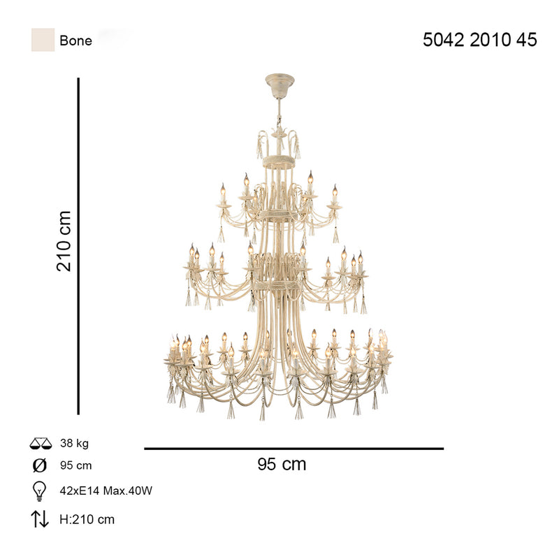 Lustra Moderna Saray Asi Home , 42 brate, 42xE14-40W, crem patina aurie 2010-45-42