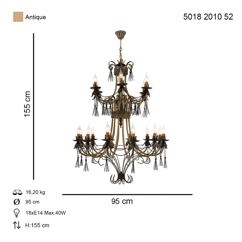 Lustra Moderna Saray Asi Home , 18 brate, 18xE14-40W, antiq 2010-52-18