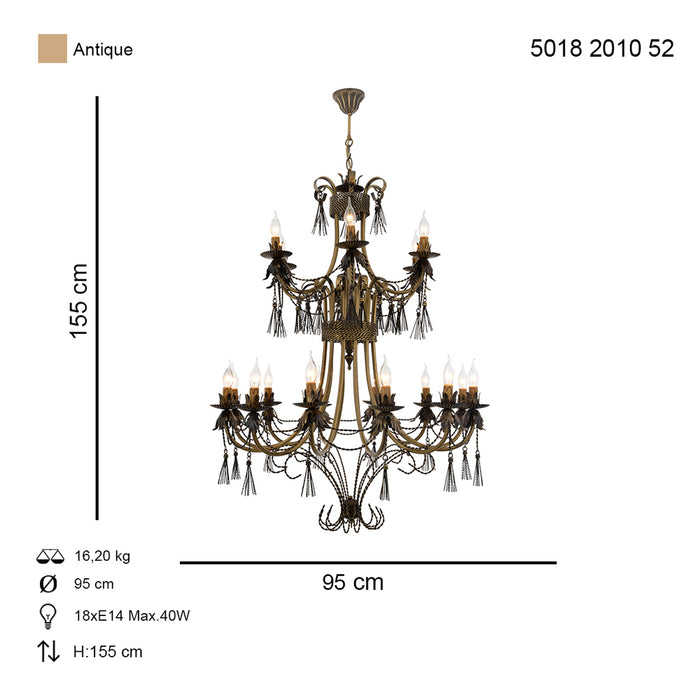 Lustra Moderna Saray Asi Home , 18 brate, 18xE14-40W, antiq 2010-52-18