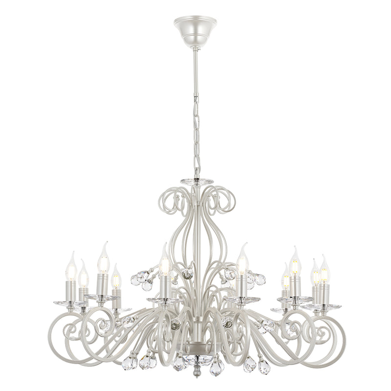 Lustra Moderna Santo Asi Home , 12 brate, 12xE14-40W, alb sidefat 2320-46-12