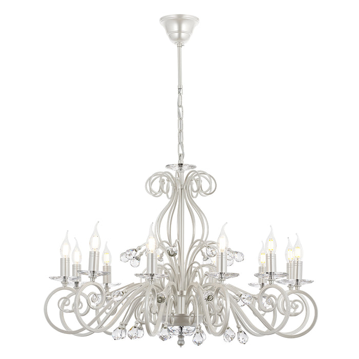 Lustra Moderna Santo Asi Home , 12 brate, 12xE14-40W, alb sidefat 2320-46-12