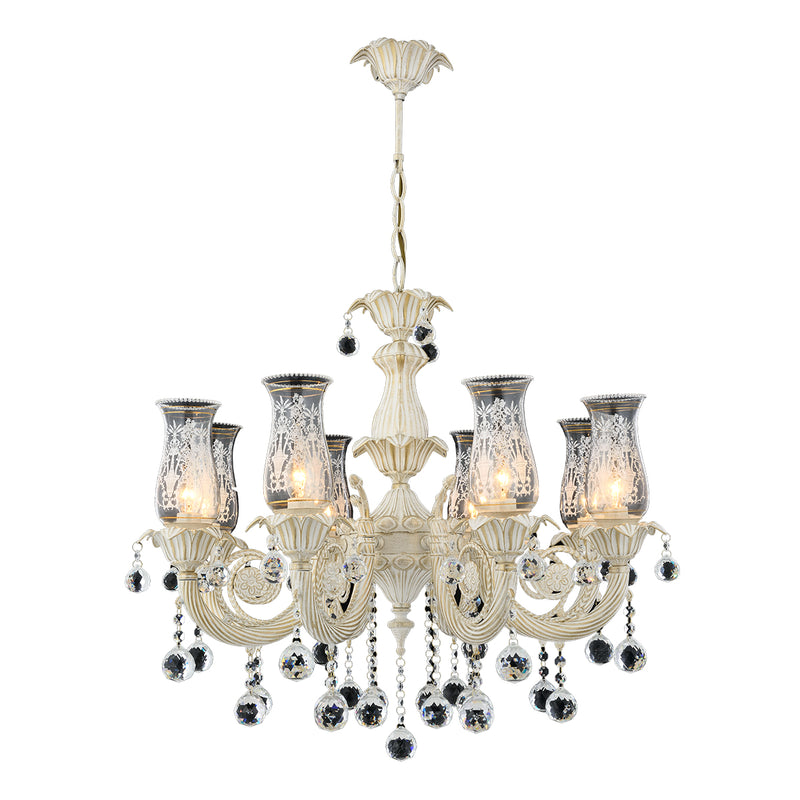 Lustra Cristal Yasmin Asi Home , 8 brate, 8xE14-40W, crem patina aurie 4027-45-08