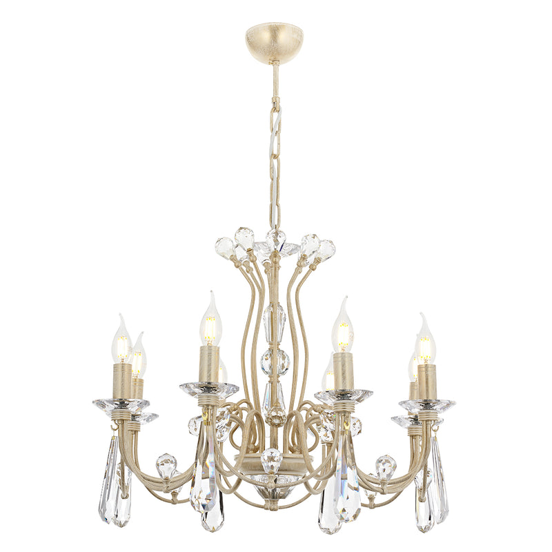 Lustra Cristal Leydi Asi Home , 8 brate, 8xE14-40W, crem patina aurie 5051-45-08