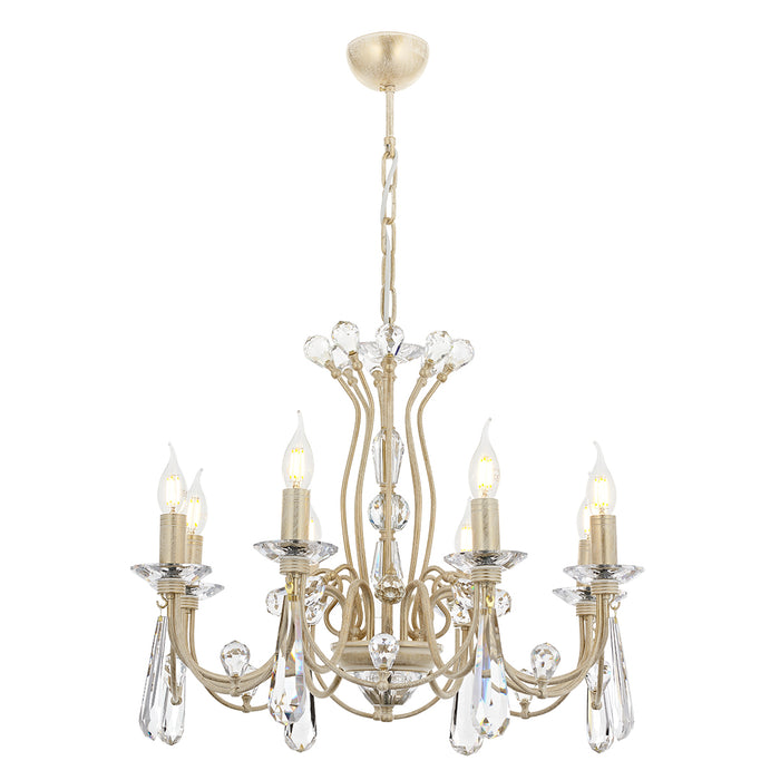 Lustra Cristal Leydi Asi Home , 8 brate, 8xE14-40W, crem patina aurie 5051-45-08