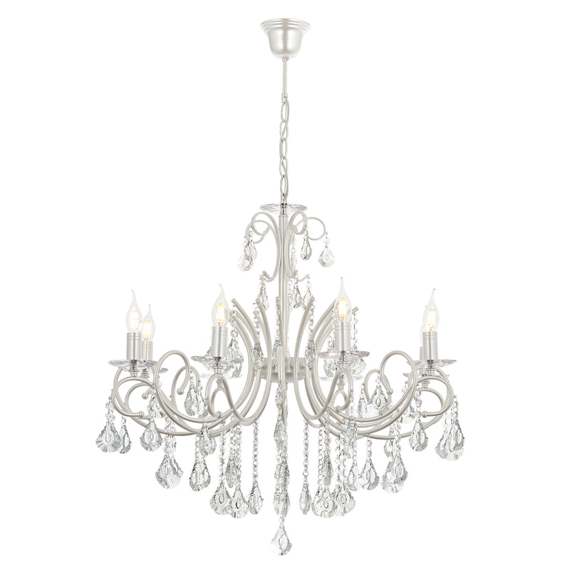 Lustra Cristal Lilya Asi Home , 8 brate, 8xE14-40W, alb sidefat 2325-46-08