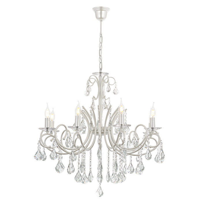 Lustra Cristal Lilya Asi Home , 8 brate, 8xE14-40W, alb sidefat 2325-46-08