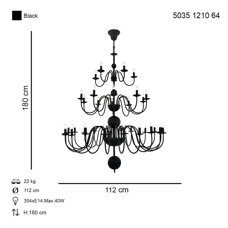 Lustra Moderna Darya Asi Home , 35 brate, 35xE14-40W, negru 1210-67-35