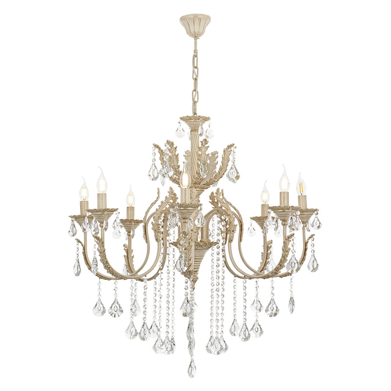 Lustra Cristal Ernesto Asi Home , 8 brate, 8xE14-40W, crem patina aurie 8910-45-08