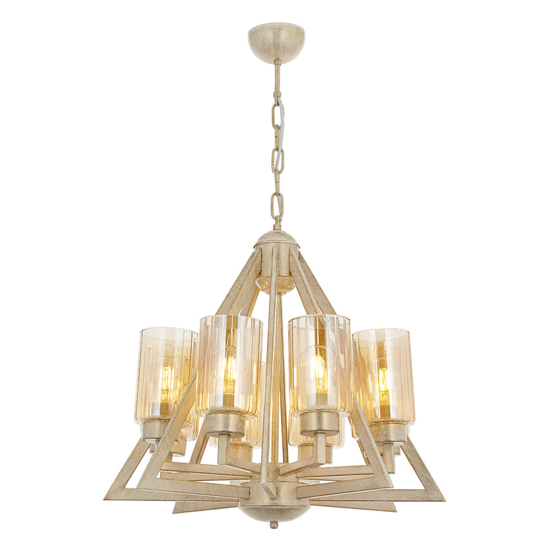 Lustra Moderna Prizma Asi Home , 8 brate, 8xE27-60W, crem patina aurie 2202-45-08