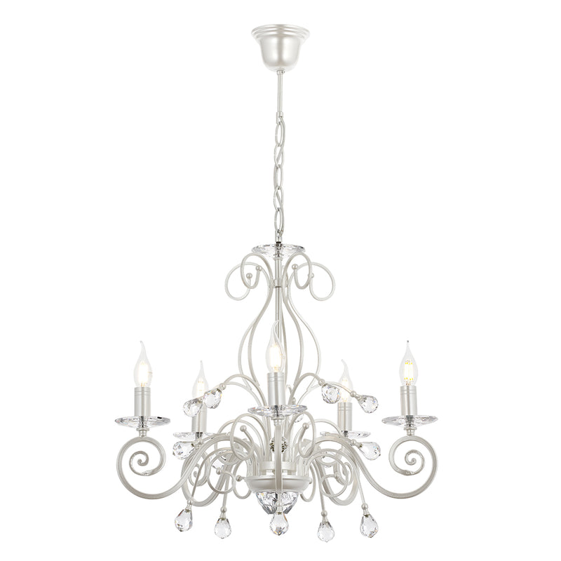 Lustra Moderna Santo Asi Home , 5 brate, 5xE14-40W, alb sidefat 2320-46-05