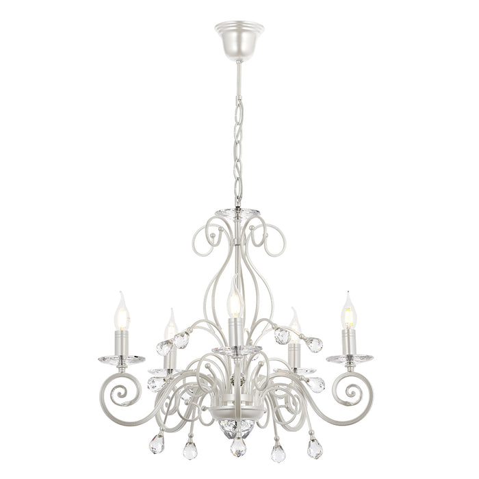 Lustra Moderna Santo Asi Home , 5 brate, 5xE14-40W, alb sidefat 2320-46-05