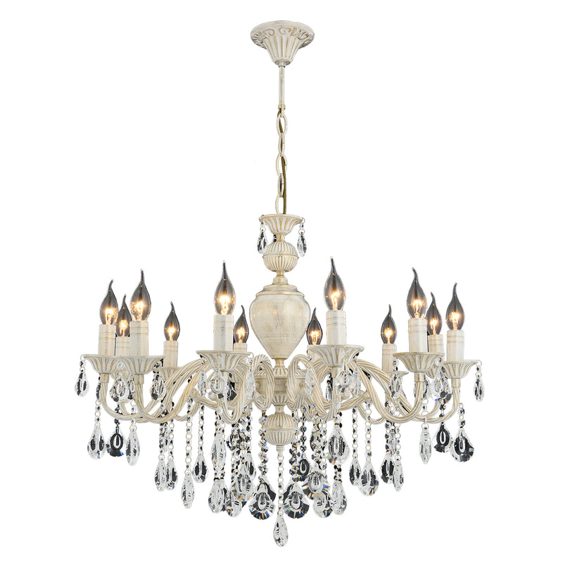 Lustra Cristal Ilyum Asi Home , 12 brate, 12xE14-40W, crem patina aurie 4012-45-12