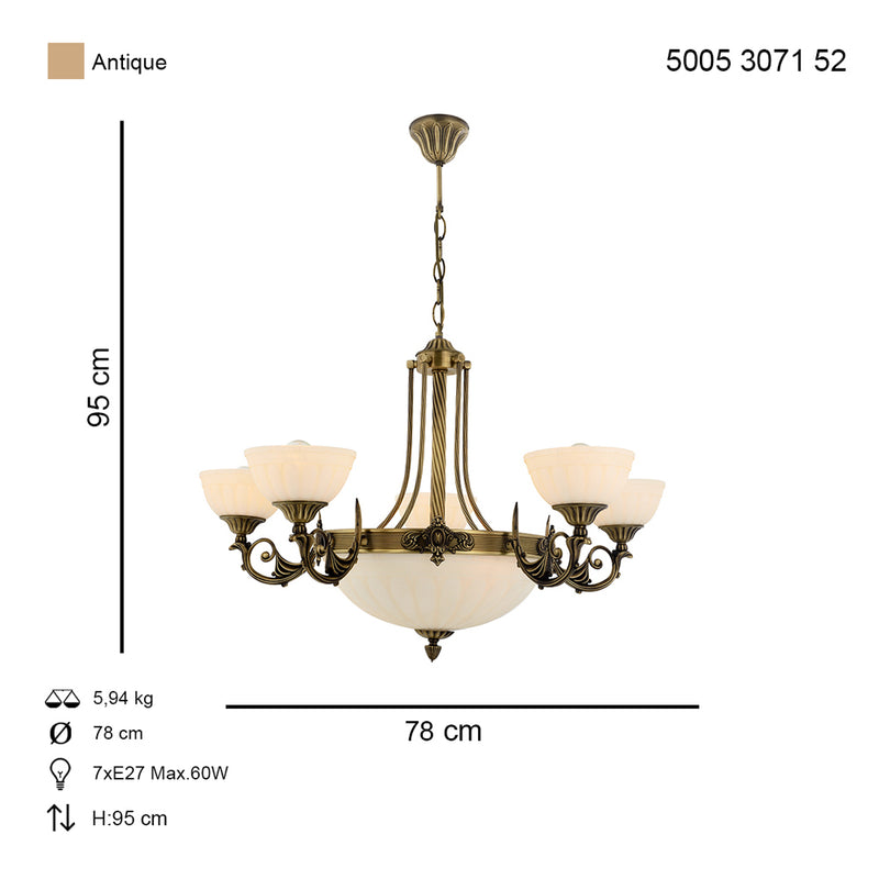 Lustra Clasica Mass Asi Home, 5 brate, 5xE27-60W, antiq 3071-52-05
