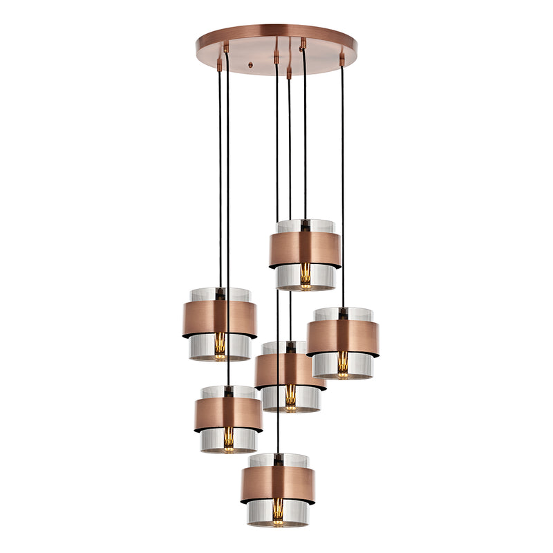 Lustra Moderna Roza Asi Home , 6 brate, 6xE27-60W, cupru 4035-81-06