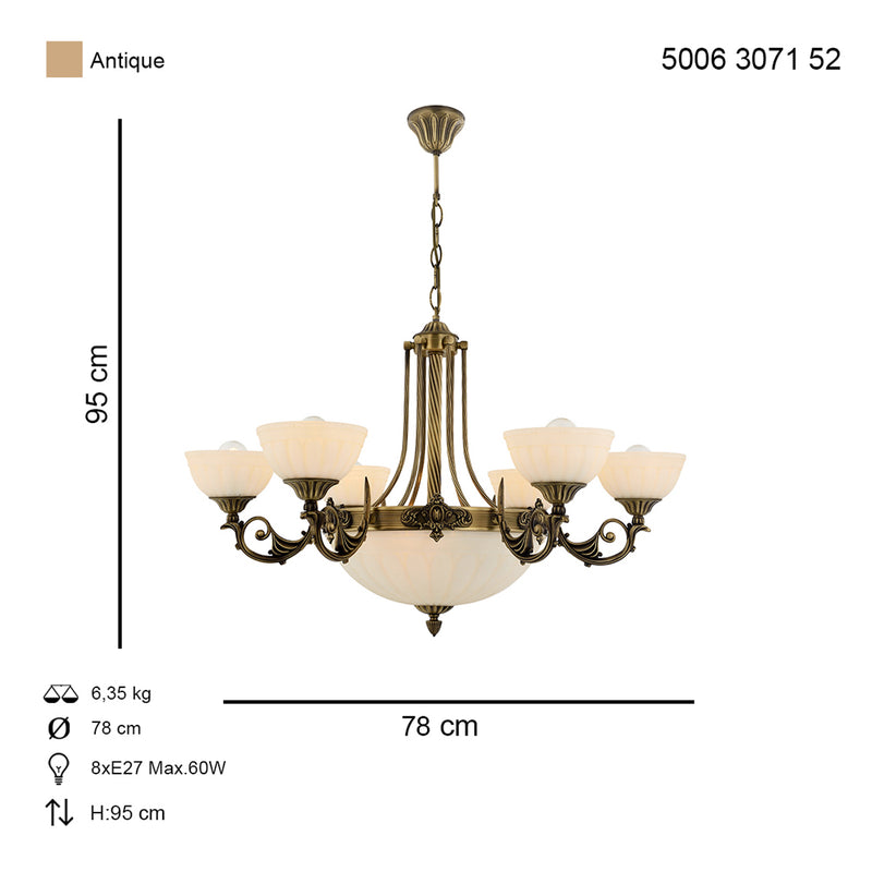 Lustra Clasica Mass Asi Home , 6 brate, 6xE27-60W, antiq 3071-52-06