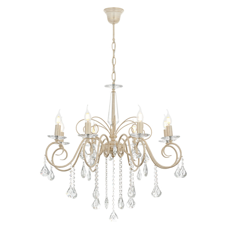 Lustra Moderna Reka Asi Home , 8 brate, 8xE14-40W, crem patina aurie 2335-45-08