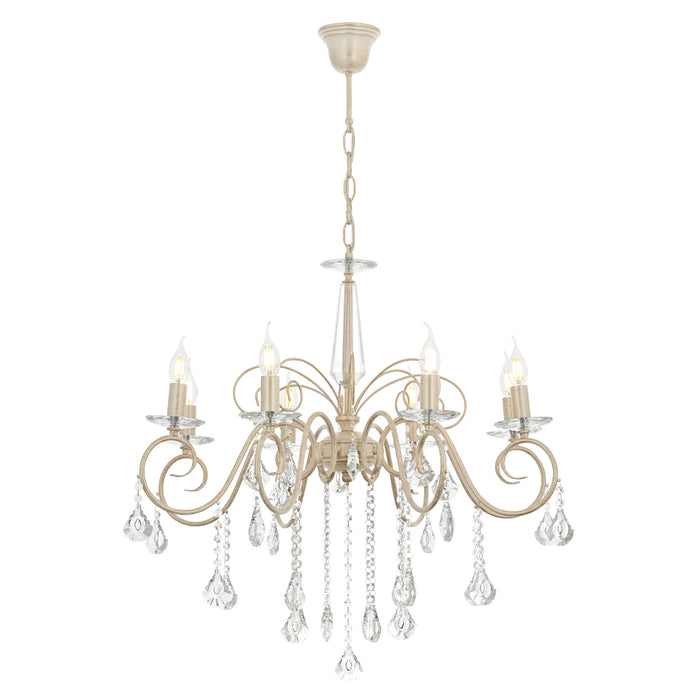 Lustra Moderna Reka Asi Home , 8 brate, 8xE14-40W, crem patina aurie 2335-45-08