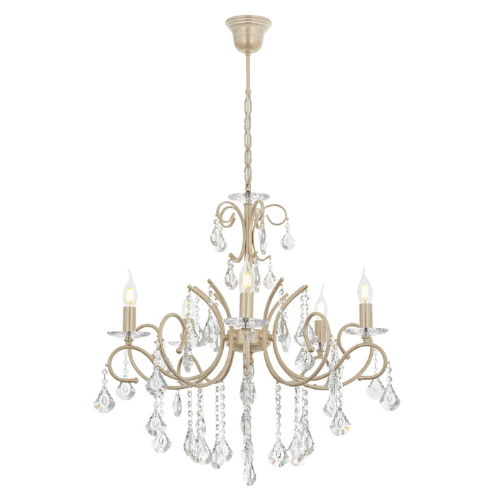Lustra Cristal Lilya Asi Home , 5 brate, 5xE14-40W, crem patina aurie 2325-45-05