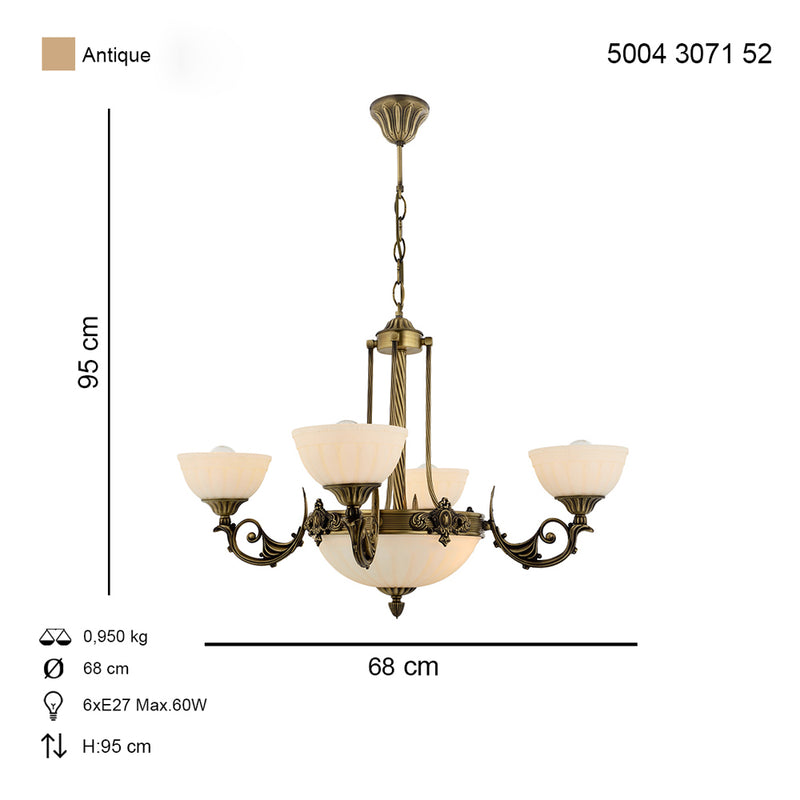 Lustra Clasica Mass Asi Home, 4 brate, 4xE27-60W, antiq 3071-52-04