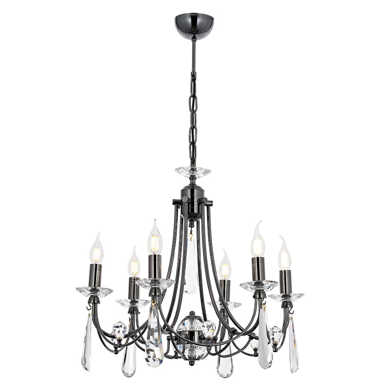 Lustra Cristal Prenses Asi Home , 6 brate, 6xE14-40W, fume 5053-82-06