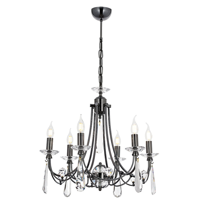 Lustra Cristal Prenses Asi Home , 6 brate, 6xE14-40W, fume 5053-82-06
