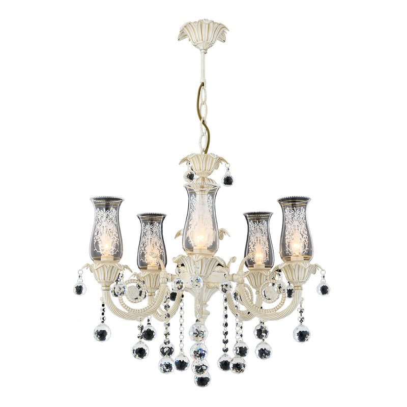 Lustra Cristal Yasmin Asi Home , 5 brate, 5xE14-40W, crem patina aurie 4027-45-05