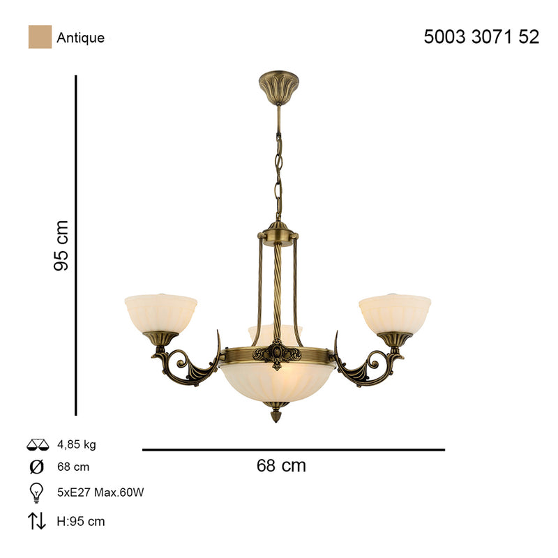Lustra Clasica Mass Asi Home, 3 brate, 3xE27-60W, antiq 3071-52-03