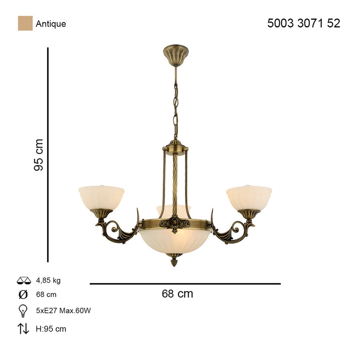 Lustra Moderna Mass Asi Home , 3 brate, 3xE27-60W, antiq 3071-52-03