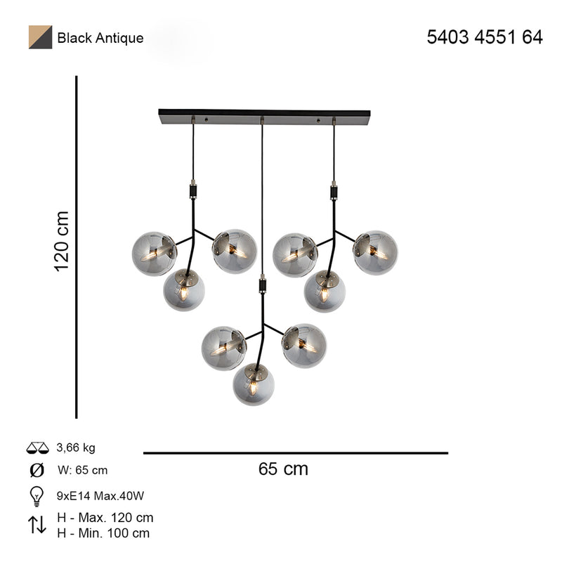 Lustra Moderna Isil Sirali Asi Home , 9xE14-40W, antiq 4551-52-03S