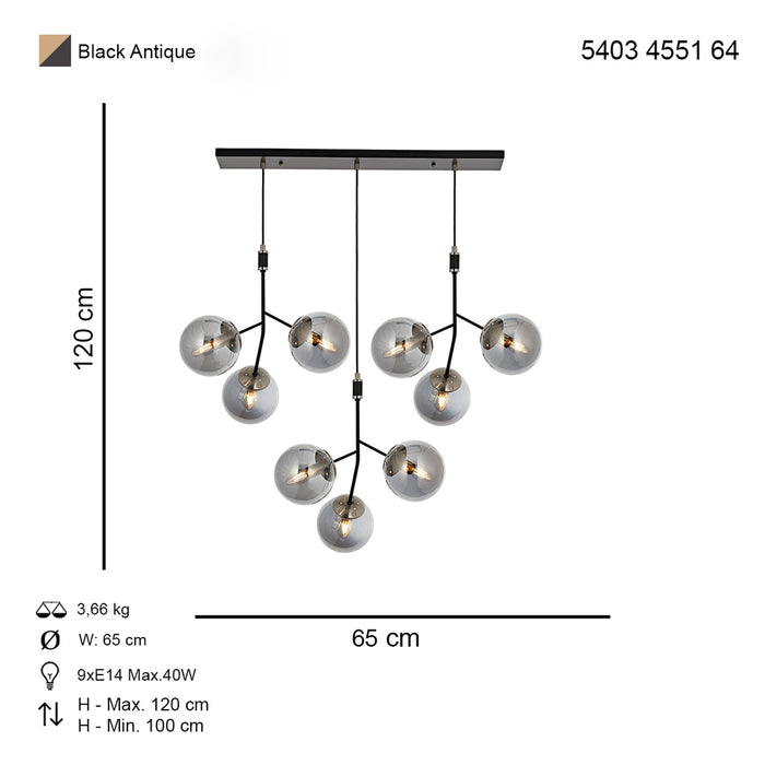 Lustra Moderna Isil Sirali Asi Home , 9xE14-40W, antiq 4551-52-03S