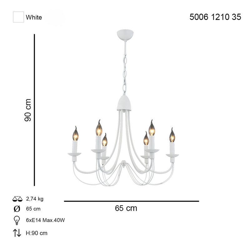 Lustra Moderna Darya Asi Home , 6 brate, 6xE14-40W, alb 1210-36-06
