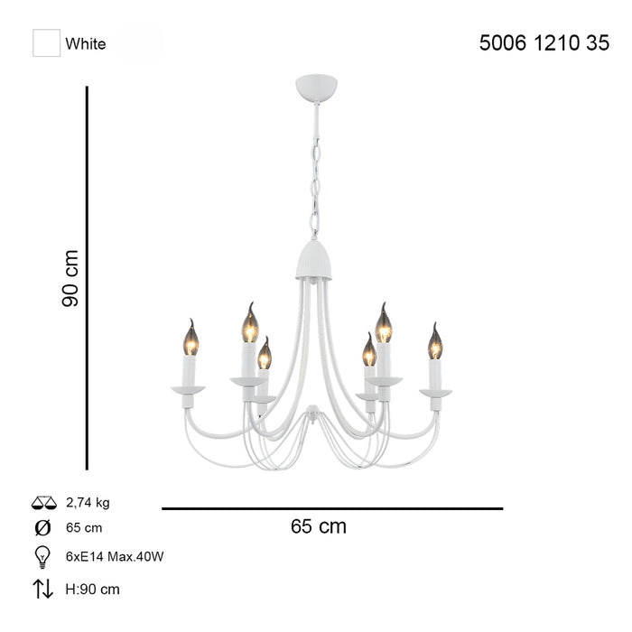 Lustra Moderna Darya Asi Home , 6 brate, 6xE14-40W, alb 1210-36-06