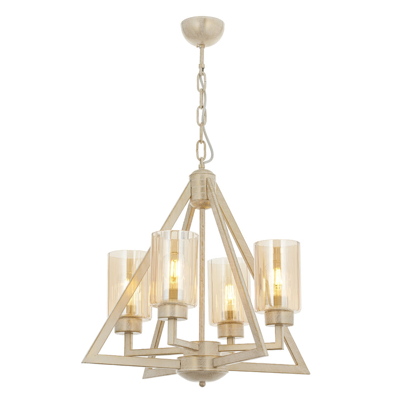 Lustra Moderna Prizma Asi Home , 4 brate, 4xE27-60W, crem patina aurie 2202-45-04