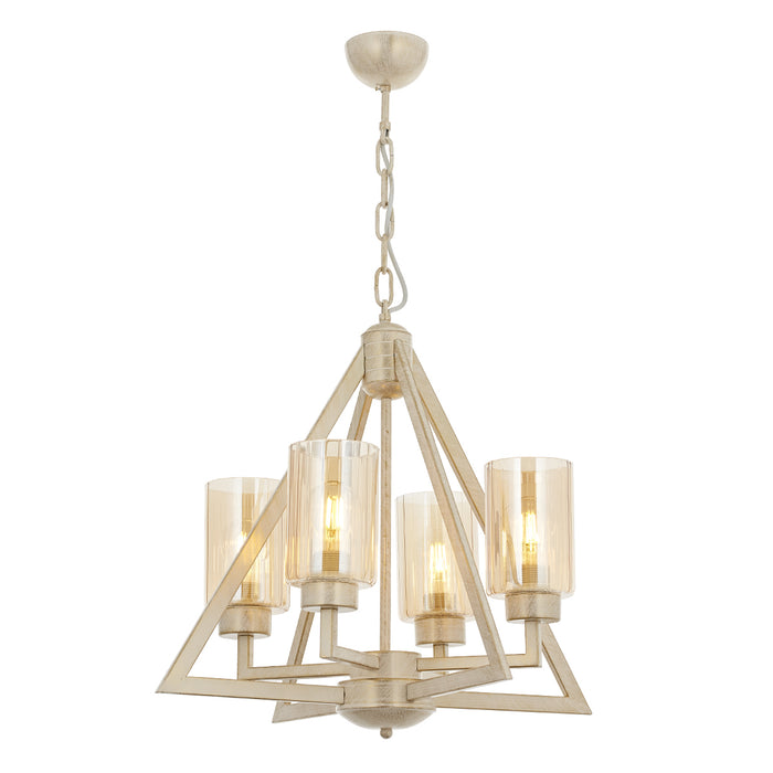 Lustra Moderna Prizma Asi Home , 4 brate, 4xE27-60W, crem patina aurie 2202-45-04