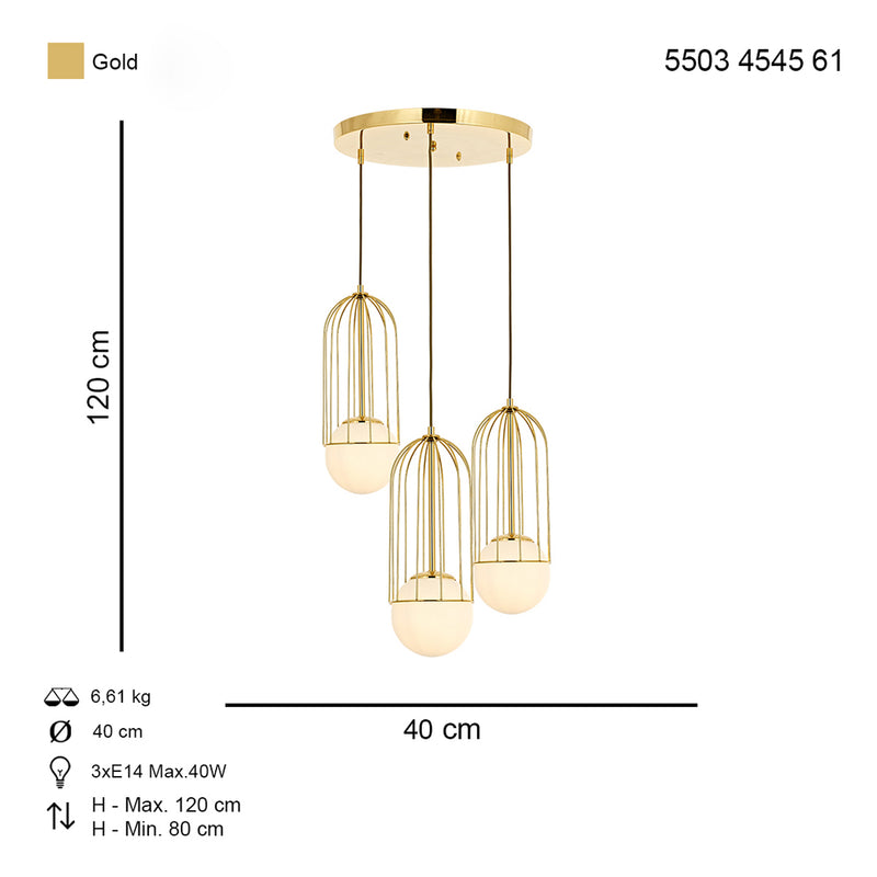 Lustra Moderna Capola Asi Home  3xE14-40W, auriu 4545-61-03