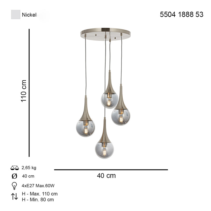 Lustra Moderna Berna Asi Home  4xE27-60W, crom satinat 1888-53-04
