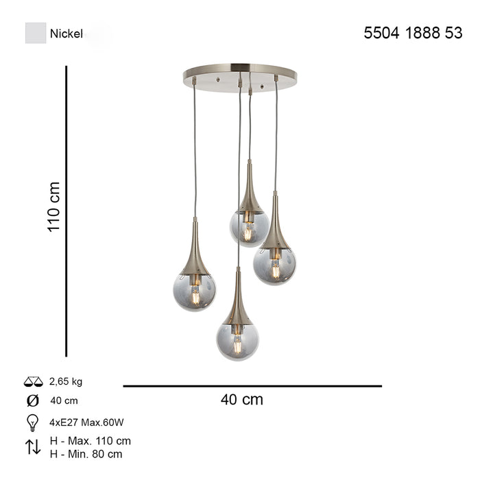 Lustra Moderna Berna Asi Home  4xE27-60W, crom satinat 1888-53-04